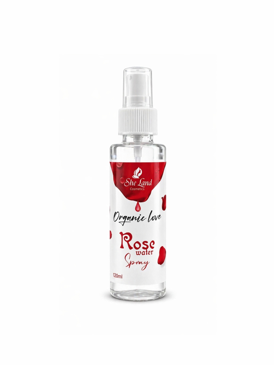 SheLand Organic Rose Water Spray Bottle 120ml